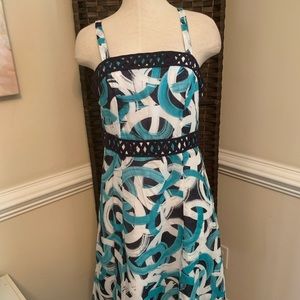 Merona Teal and White Midi Dress